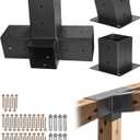 VEVOR Pergola Kit, 4x4 Inch 4-Way Slanted Bracket for 3.5x3.5 Inch Wood Beams in Actual Size, Carbon Steel Pergola Bracket with Post Base and Wall Mount Base, for Outdoor Pergolas, Gazebos, Sheds