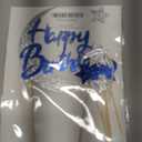 Moon Cake Topper, Moon and Stars Cake Topper for Birthday Cake Decorations, 7PCS Navy Blue and Silver Happy Birthday Cake Toppers for Stars and Moon Party Decorations