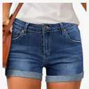 LookbookStore Women's High Waisted Rolled Hem Distressed Jeans Ripped Denim Shorts, size 16