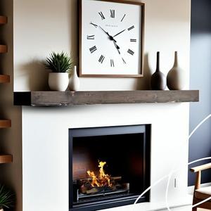 BoscoMondo Solid Wood Fireplace Mantel Shelf, Floating Mantle for Living Room, Farmhouse Rustic Wood Mantel, Easy Wall Mount with Heavy-Duty Metal Bracket (66", Rustic Black)