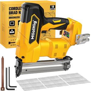 Cordless 18GA Brad Nailer for Dewalt 20V Max, 18 Gauge Nail Gun with 1000 Nials for Wood Carpentry, Brushless, 2 Mode, 5/8 to 1-1/4 Inch, Tool Only