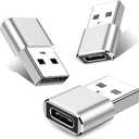 USB to USB C Adapter-3Pack,Type C Female to USB Male Charger Cable Converter for iPhone 15 Pro Max Plus/14,for Apple Watch 9/Ultra,for iPad Pro/Air/Mini,for Airpods,Samsung,Car (Silver)