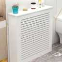 Aigoss Modern Heater Cover, Steam Radiator Wall Heating Louvered Grill Cabinet, Living Room Bedroom Hallway Decorative Wooden Shelf Top for Hide Cluttered Pipes(24" Lx28 Hx8 D/60x70x20cm), White