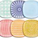 Selamica Porcelain Square Dessert Salad Pasta Plates 7.6 inches ceramic plates set of 6 microwave/dishwasher/oven safe, Assorted Colors