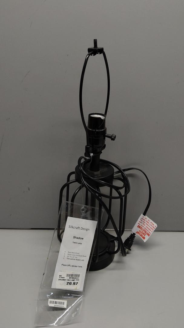 Silkcraft Design Shadow Table Lamp, Black, 20"H x 10" Dia