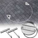 32 inch Stainless Steel Invisible Manhole Cover, Round Embedded Septic Tank Cover with Frame and Lifting Hooks, for Yard/Pavement