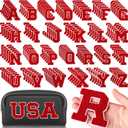 Jutom 156 Pieces Chenille Letter Patches Iron on Bulk Large 3.2 h x 2.4 w College Letters Patches Clothing Embroidered Trimmed Preppy Alphabet for Letterman Jackets Jeans (Red)