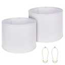 Drum Lamp Shades Set of 2, White Large Lampshades 15" Top X 15" Bottom X 12" Height, ALUCSET Large Lampshades Spider Fitter, Natural Linen Lamp Shade, Easy Assembly Required with 2 Lampshade Holders