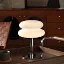 Mushroom Lamp for Bedroom,Mid Century Modern Lamp for Nightstand, Dimmable Retro Egg Tart Bedside Small Lamps,Unique Home Mushroom Decor Aesthetic Cute Table Lamps for Living Room