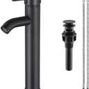 Matte Black Bathroom Faucet Single Handle Bathroom Sink Faucet with Pop-Up Drain Vessel Sink Faucet Tall Modern for Bathroom Washbasin Faucet Countertop Installation