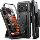 FNTCASE for iPhone 17 Pro-Max Case: Military Grade Rugged Phone Cover with Kickstand & Belt Clip Holster | Shockproof TPU Protection Bumper Matte Textured Design | Heavy Duty Protector Black