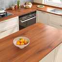 FunStick 24"x200" Brown Walnut Wood Countertop Contact Paper Waterproof Wood Grain Contact Paper for Cabinets Counter Top Covers Self Adhesive Wood Wallpaper Peel and Stick Countertops for Kitchen