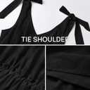 ZESICA Womens 2026 Summer Casual V Neck Sleeveless Mini Dress Tie Shoulder Tiered Ruffle Swing A Line Short Sundresses (Black, S)