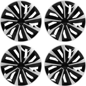 ABX Hubcap Wheel Covers Hub Caps 16 Inch Set of 4 Black & Silver Universal Wheel Rim Cover R16 Stylish Car Decor Wheel Covers for Toyota Camry Nissan Mazda (Black-A1, 16 inch)