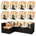 SUKAIKEQA 8Pcs Stretch Patio Cushion Covers Waterproof Outdoor Cushion Covers Patio Couch Cover Slipcovers, for Outdoor Furniture Protector Covers Replacement(Cover Only) (Sunflower)