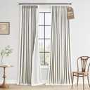 100% Blackout Linen Pinch Pleated Extra Long Curtains 120 Inches Length Beige for Living Room Bedroom Back Tab Farmhouse Boho Room Darkening Pleat White Window Drapes 2 Panels Set, Cream 40x120