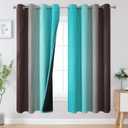 Estelar Textiler Teal and Brown Ombre Blackout Curtains 72 Inches Length for Bedroom, Thermal Insulated Full Light Blocking Grommet Gradient Blackout Drapes for Living Room, 52Wx72L, 2 Panels