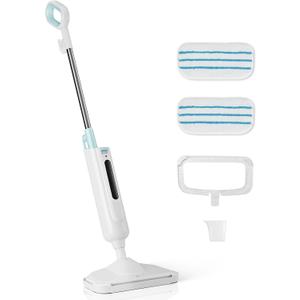 Sweetcrispy Steam Mop for Floor Cleaning, Lightweight Floor Steamer Cleaner for Hardwood/Tile/Laminate Floors Carpet, 2 Washable Pad, White and Green (43.08*7.83*11.05inch 2025 New Model)