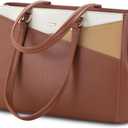 LOVEVOOK Laptop Tote Bag for Women, Office Work Bag Briefcase fit for 15.6 inch Laptop, Large Capacity Teacher Computer Bag Handbag Brown/Apricot/Beige
