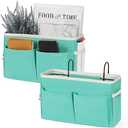 Frjjthchy Bedside Caddy Hanging Storage with Water Bottle Holder for Bunk and Hospital Beds, Dorm Rooms (2 Pack Light Green)