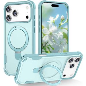 Compatible with iPhone 17 Pro Case with Invisible Magnetic Ring Stand [Compatible with Magnetic] [Military Drop Protection] Shockproof Slim Hard Back Soft Edge Case 6.3 Inch, Blue