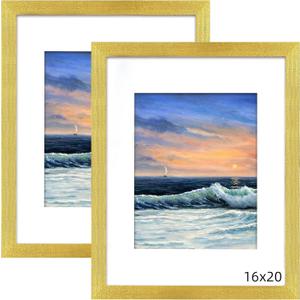LUCKYLIFE 16x20 Frames in Gold, Picture Poster Frames for Wall Mounting, 2 Pack