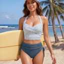 Blooming Jelly Womens High Waisted Bikini Sets Tummy Control Swimsuits Two Piece Swim Suits 2026 Modest Bathing Suits (Blue, M)