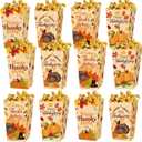 ZHUIGUANGZE 12 Pack Thanksgiving Treat Popcorn Boxes Small Foldable Fall Goodie Bags Turkey Pumpkin Leaf Design Candy Package Wrapping for Thanksgiving Autumn Harvest Festival Party Favors
