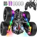 Rc Cars Toys for Boys Remote Control Car 2.4 GHz Black Toys for Ages 5-7 Kids Toys New Upgraded Strip Lights 360 Rotating Rc Truck Birthday (Black)
