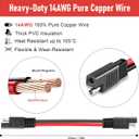 SAE to SAE Extension Cable 1FT, 14AWG Heavy Duty Pure Copper SAE Connector Quick Connect and Disconnect Wire Harness for Solar Panel, Motorcycles, Car, Truck, RVs, Tractors, ATV, Boat, Trolling Motor
