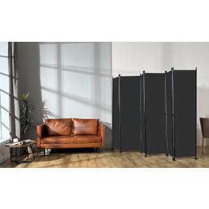 MAYOLIAH 6 Panel Room Dividers Folding Privacy Screen, 10ft Wide 6ft Tall Partition Office Walls Separator with Small Base, Black (20"- 6 Panel)