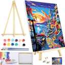 CNITUR Framed and Easel Paint by Numbers Kit for Adults, Paint by Numbers Kit for Beginner Home Table and Gift for Wall Decor 7.8x11.8inch MT2774