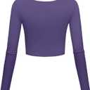Lightweight Yoga Crop Tops Slim Fit Long Sleeve Workout Shirts for Women (Purple, M)