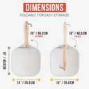 Chef Pomodoro Pizza Peel 16 inch, Pizza Spatula with Foldabe Wood Handle for Easy Storage, Pizza Accessory for Homemade Pizza, 16 X 14 Inch