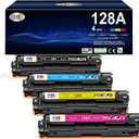 Replacement for HP 128A Toner Cartridges 4 Pack Set Replacement for HP Pro Color CP1525n CP1525nw CM1415fnw CM1415fn Printer (Black,Cyan, Magenta, Yellow)