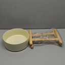 Havniva Ceramic 8.2inch Raised Dog Bowl with Stand for Large - Breed Dogs, Pet Food and Water Feeder(Single Bowl with Stand - Beige)