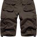 FOURSTEEDS Women's Casual Fitted Multi-Pockets Camouflage Twill Bermuda Cargo Shorts (Brown, US 14)