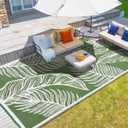 wikiwiki Outdoor Rug, 8x10ft Waterproof Reversible Mat Indoor Outdoor Rugs Carpet, Small Area Rug Plastic Straw Rug for Patio Deck Balcony Pool RV Camping Beach Picnic, Green, Rugscape Series