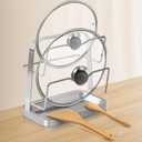 Pot Lid Holder While Cooking, 304 Stainless Steel Pot Lid Organizer and Spoon Rest for Stove top, Multifunctional Pot Lid Rack and Spoon Rest for Kitchen Counter