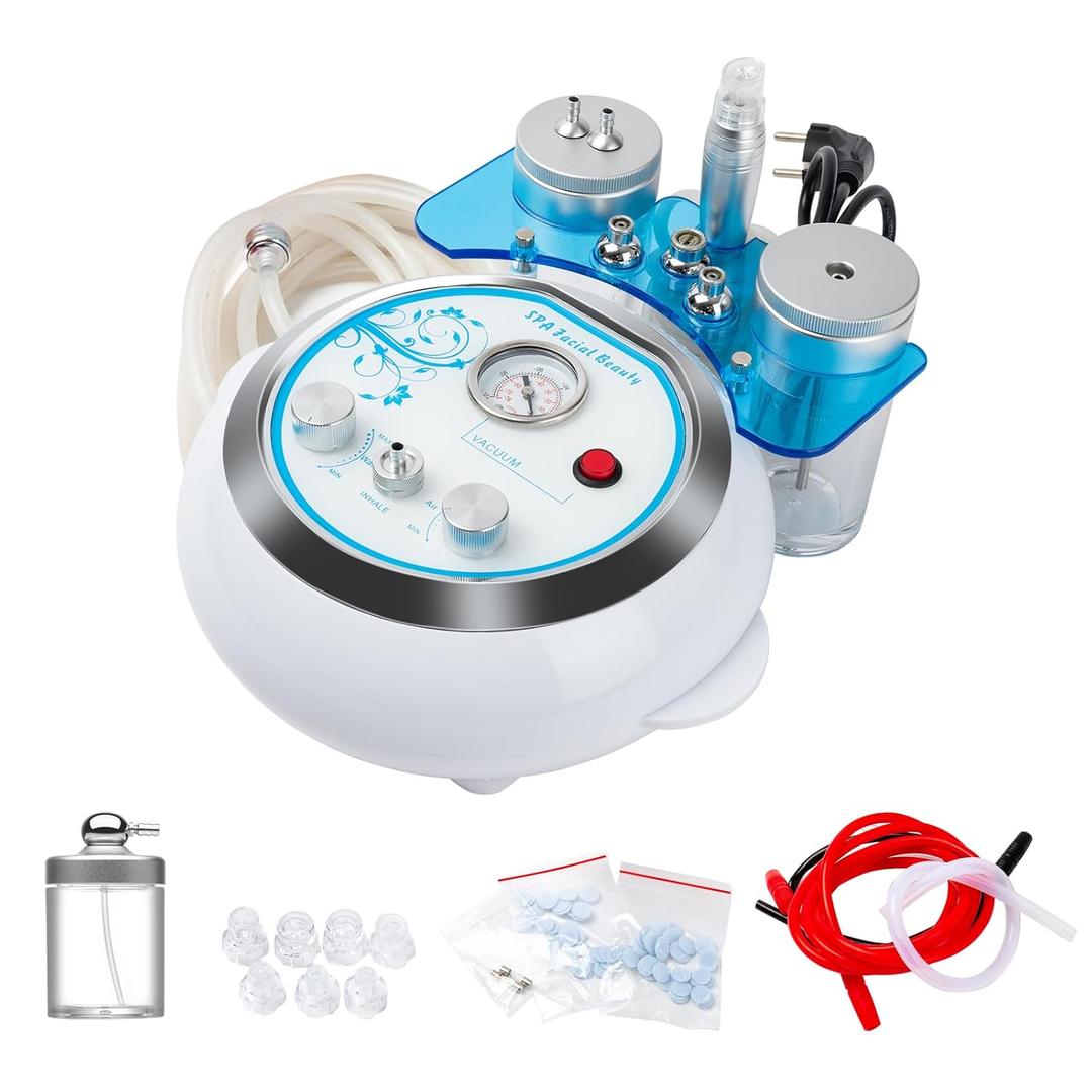 Water Oxygen Jet Beauty Machine Multifunctional Vacuum Machine Deep Clean Hydro Dermabrasion Facial Machine Home SPA Micro Bubble Cleansing Skin Care (White Blue)