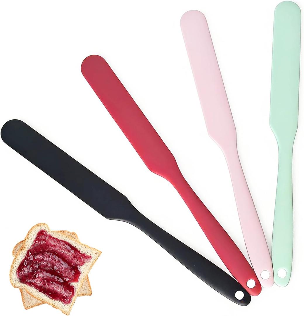 4 Pcs Jar Spatula, Food Grade Silicone Spatula,Sourdough Spatula, Spatulas Silicone Heat Resistant,for Mixing, Scraping, and Spreading Cake Butter,Dishwasher Safe, BPA Free