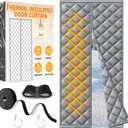Insulated Door Curtain for Winter, Thermal Magnetic Gray Door Cover, Fits 34 x 82 Inch, Curtain Size 36 x 84 Inch