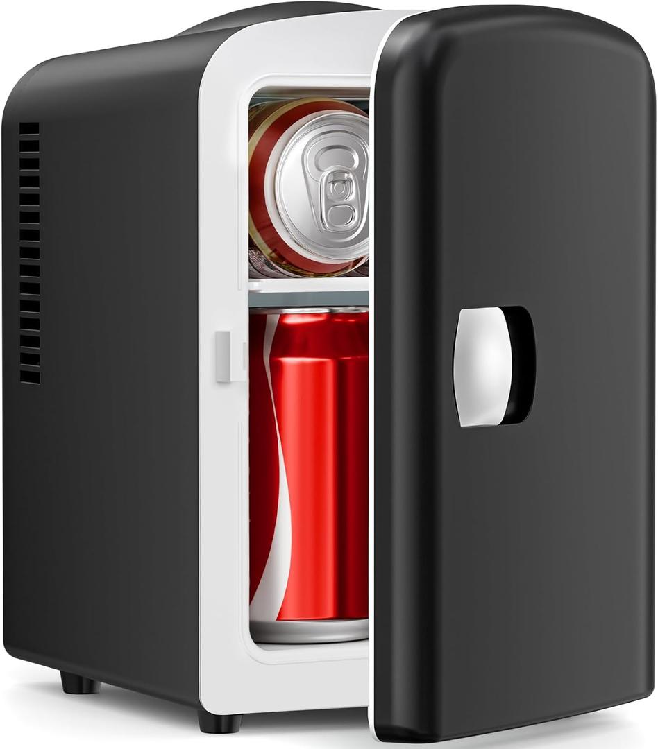 Electactic Compact Refrigerator, Portable Mini Fridge, Skin Care 4L Capacity/6 Cans, for Bedroom, Car, Office & Dorm, Small Cooler for Cosmetics, Beverage and Food, Black