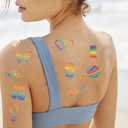 10 Sheets Rainbow Temporary Tattoos Birthday Themed Party Supplies Decoration Favors Cartoon Cute Sticker for Kids Boys Home Activity Class Prizes Carnival Christmas Rewards (black)