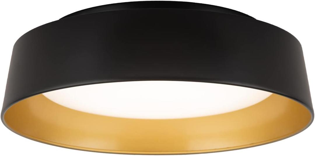 12.5 Inch LED Flush Mount Ceiling Light Fixture, 26W, Super Bright 1350 Lumen, 3 Color 3000K/4000K/5000K, Matt Black with Gold Inside, Dimmable Ceiling Lamp for Bedroom Hallway Bathroom Outdoor