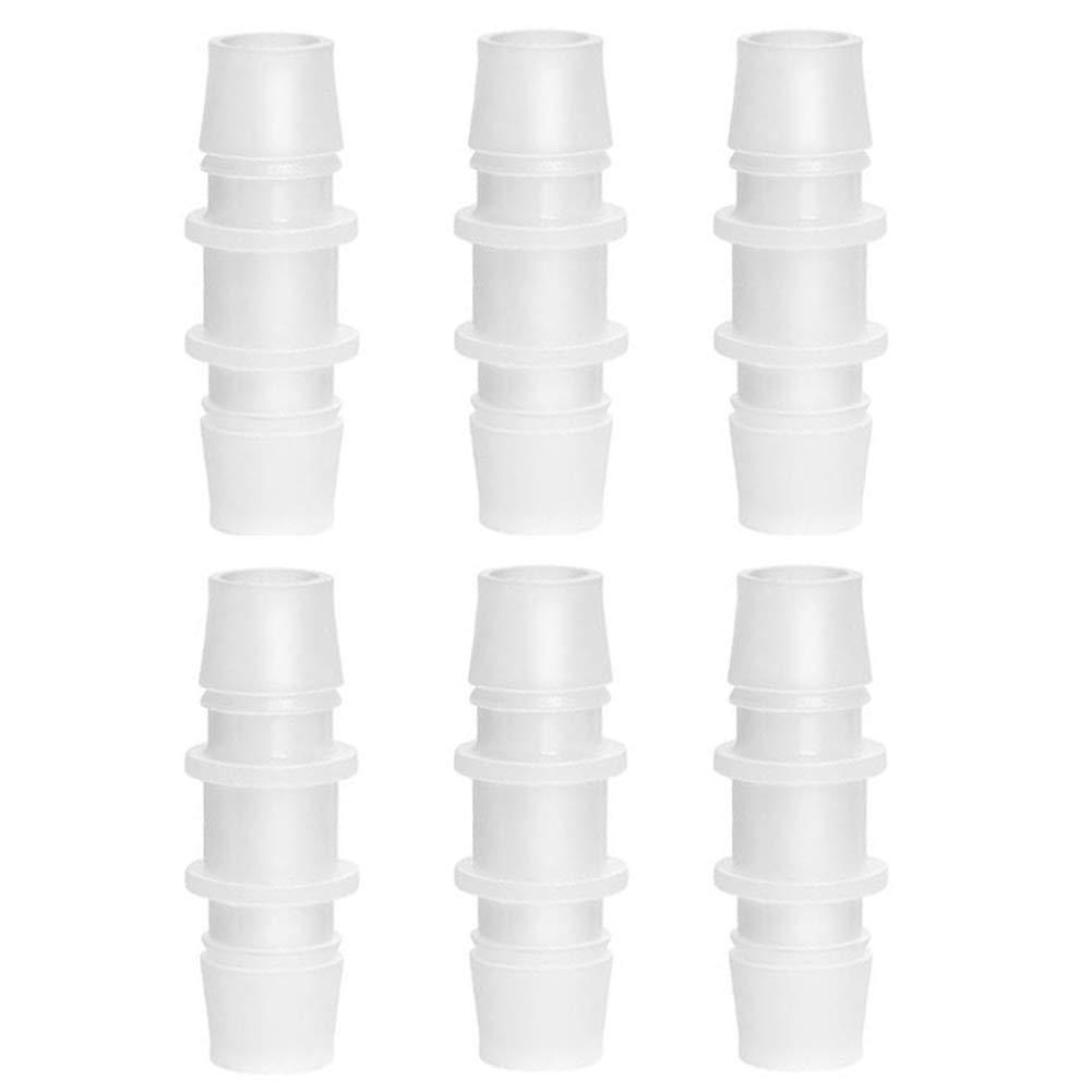 Plastic 5/8" Hose Barb Splicer Mender Euqal Barbed Coupler Round Union Adapter (Pack of 6)