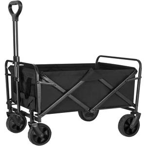 Heavy Duty Collapsible Garden Cart with Adjustable Handle and Cup Holders - Portable Utility Wagon for Beach, Camping, Sports & Shopping