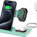 3 in 1 Charging Station for iPhone 17 - Wireless Charger for Apple Products for iPhone 17 16 15 14 13 12 11 Pro Max - Foldable Wireless Charging Station Dock Stand for iWatch Series & AirPods(Green)