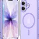 FNTCASE for iPhone 17 Case Matte: Magnetic Phone Cases with Screen Protector Drop Proof Compatible with Magsafe Slim Anti Yellowing Rugged Protective Translucent Cell Phone Cover (C-Purple)