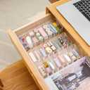 Yesesion 2pcs Clear Plastic Cable Organizer Boxes with Adjustment Compartments, Desk Accessories Storage Case with Lid and 20 Wire Ties for Drawer, Office Supply, Electronic Management